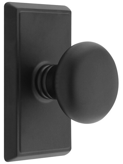 Providence Door Set With Round Brass Knobs in Flat Black.